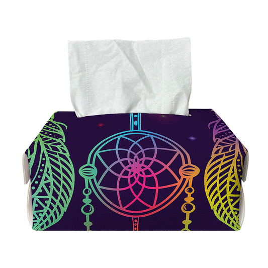 Rainbow Native Dream Catcher Print Rectangle Tissue Box Cover