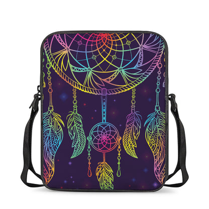 Rainbow Native Dream Catcher Print Rectangular Crossbody Bag