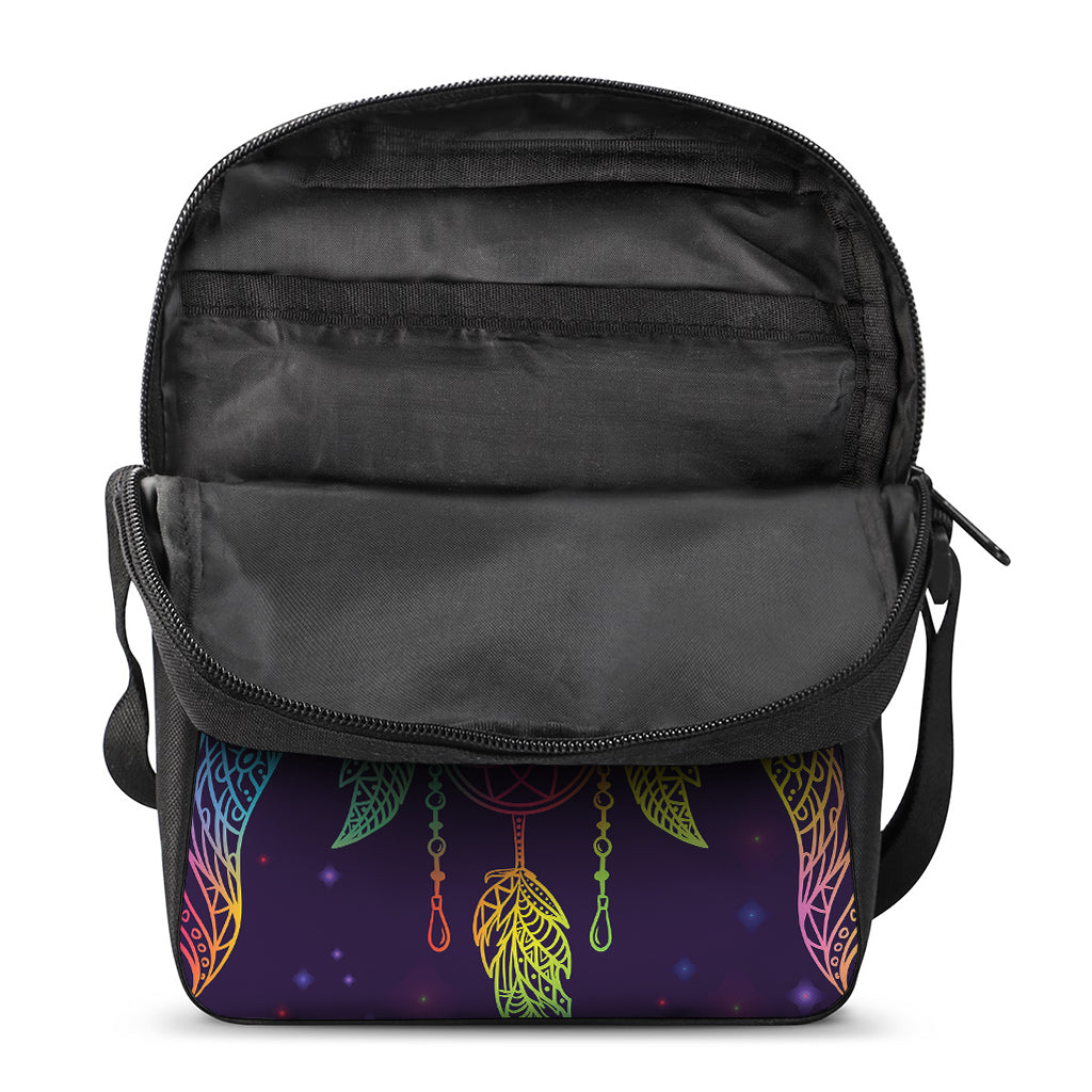 Rainbow Native Dream Catcher Print Rectangular Crossbody Bag