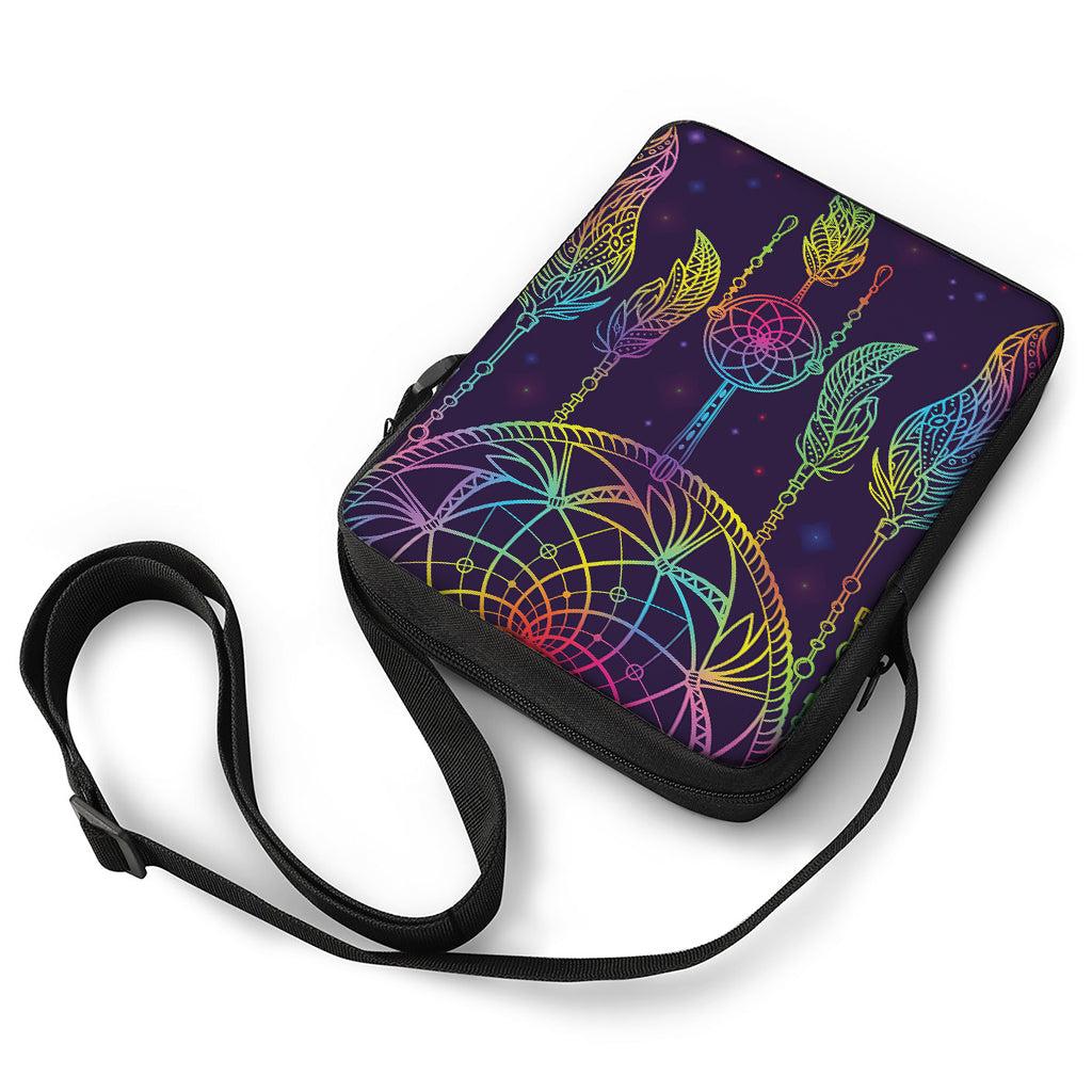 Rainbow Native Dream Catcher Print Rectangular Crossbody Bag