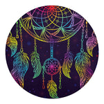 Rainbow Native Dream Catcher Print Round Blanket