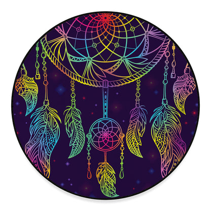 Rainbow Native Dream Catcher Print Round Floor Mat