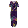 Rainbow Native Dream Catcher Print Short Sleeve Long Nightdress