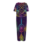 Rainbow Native Dream Catcher Print Short Sleeve Long Nightdress