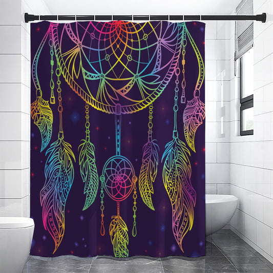 Rainbow Native Dream Catcher Print Shower Curtain
