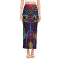 Rainbow Native Dream Catcher Print Side Slit Maxi Skirt