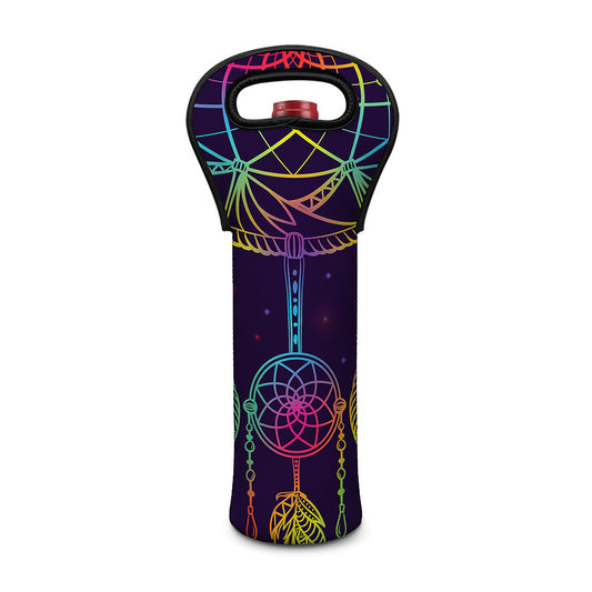 Rainbow Native Dream Catcher Print Single Neoprene Wine Tote