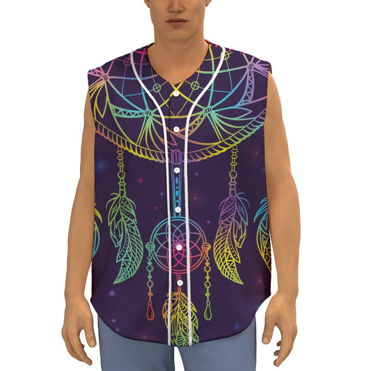 Rainbow Native Dream Catcher Print Sleeveless Baseball Jersey