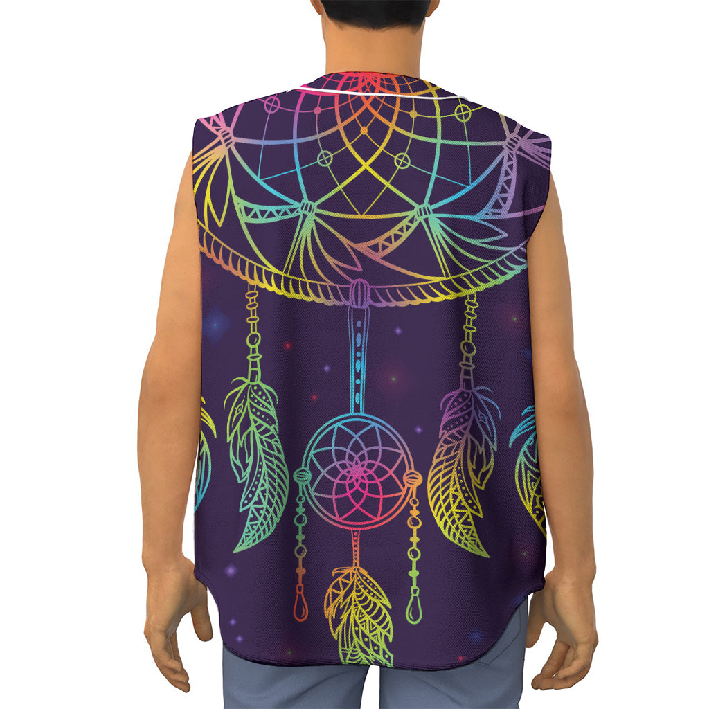 Rainbow Native Dream Catcher Print Sleeveless Baseball Jersey