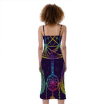 Rainbow Native Dream Catcher Print Slim Fit Midi Cami Dress