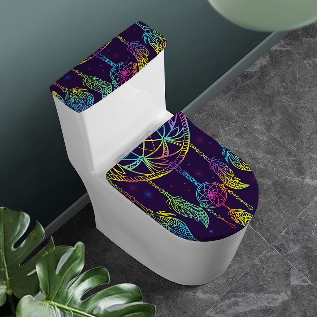 Rainbow Native Dream Catcher Print Toilet Lid And Tank Cover Set