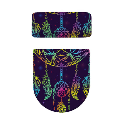 Rainbow Native Dream Catcher Print Toilet Lid And Tank Cover Set