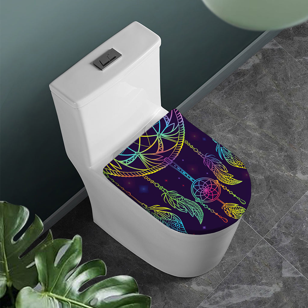 Rainbow Native Dream Catcher Print Toilet Lid Cover