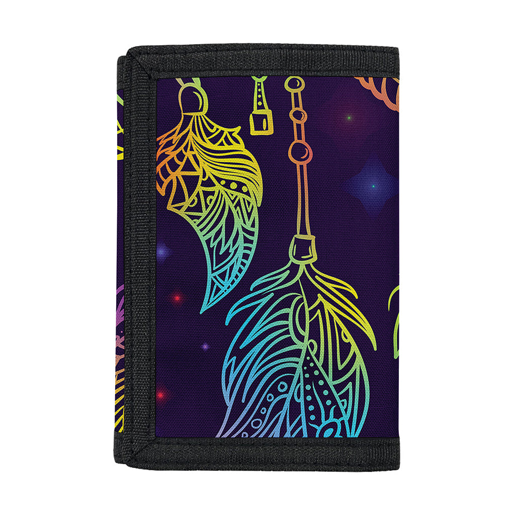 Rainbow Native Dream Catcher Print Trifold Wallet