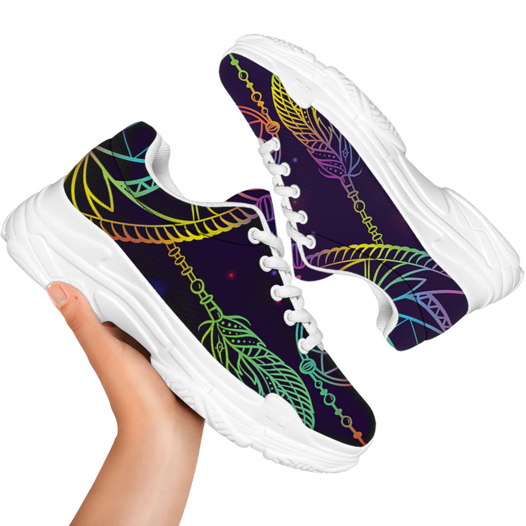 Rainbow Native Dream Catcher Print White Chunky Shoes