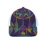 Rainbow Native Dream Catcher Print White Mesh Trucker Cap