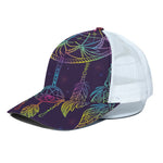 Rainbow Native Dream Catcher Print White Mesh Trucker Cap