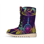 Rainbow Native Dream Catcher Print Winter Boots