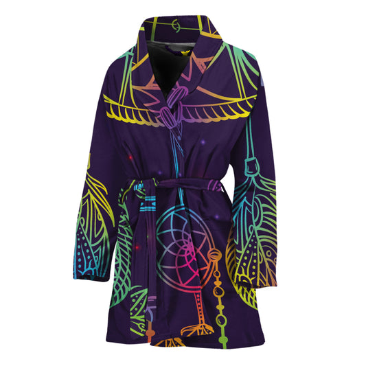 Rainbow Native Dream Catcher Print Women's Bathrobe