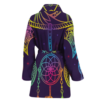 Rainbow Native Dream Catcher Print Women's Bathrobe