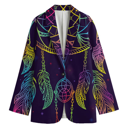 Rainbow Native Dream Catcher Print Women's Blazer