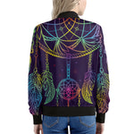 Rainbow Native Dream Catcher Print Women's Bomber Jacket