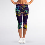Rainbow Native Dream Catcher Print Women's Capri Leggings