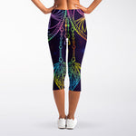 Rainbow Native Dream Catcher Print Women's Capri Leggings
