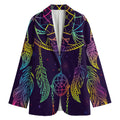 Rainbow Native Dream Catcher Print Women's Cotton Blazer
