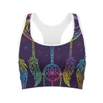 Rainbow Native Dream Catcher Print Women's Sports Bra