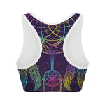 Rainbow Native Dream Catcher Print Women's Sports Bra