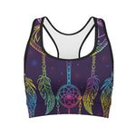 Rainbow Native Dream Catcher Print Women's Sports Bra