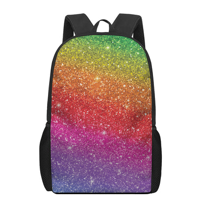 Rainbow (NOT Real) Glitter Artwork Print 17 Inch Backpack