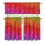 Rainbow (NOT Real) Glitter Artwork Print 3 Piece Kitchen Curtains