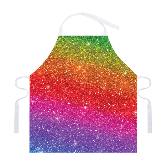 Rainbow (NOT Real) Glitter Artwork Print Adjustable Apron