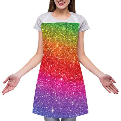 Rainbow (NOT Real) Glitter Artwork Print Adjustable Apron
