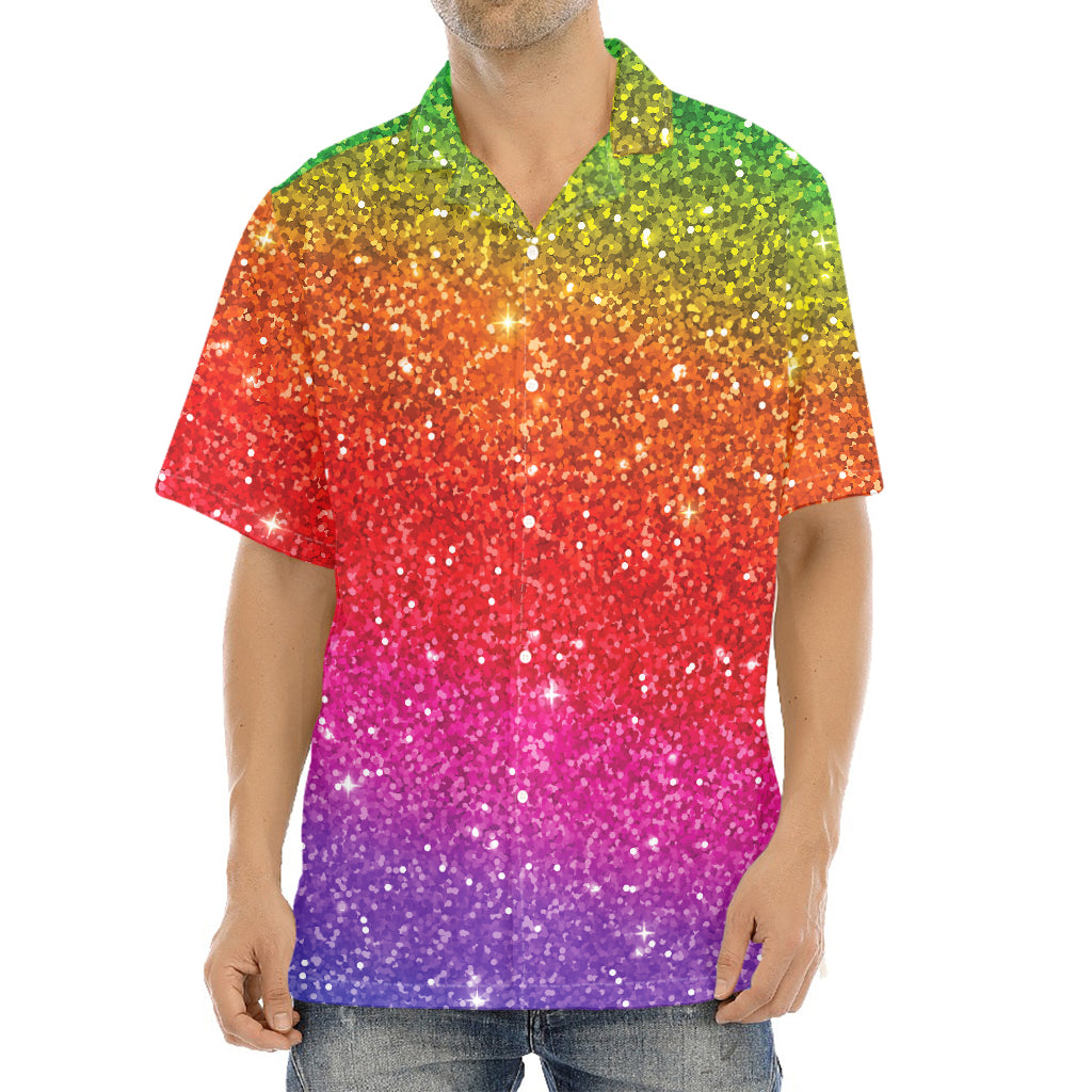 Rainbow (NOT Real) Glitter Artwork Print Aloha Shirt