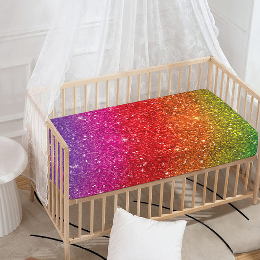Rainbow (NOT Real) Glitter Artwork Print Baby Crib Sheet