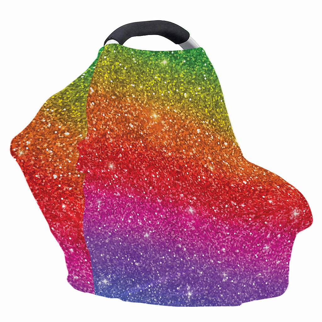 Rainbow (NOT Real) Glitter Artwork Print Baby Seat Cover