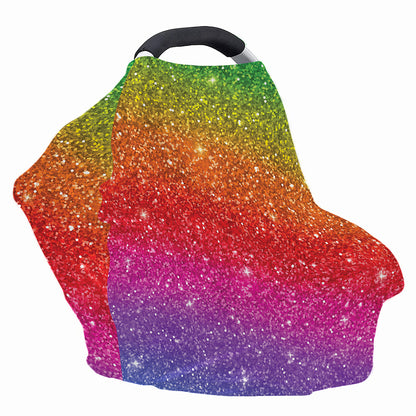 Rainbow (NOT Real) Glitter Artwork Print Baby Seat Cover