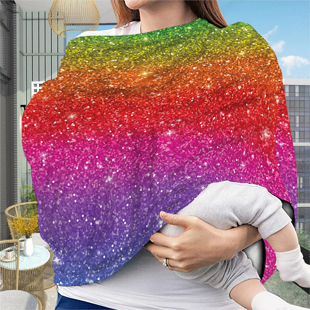 Rainbow (NOT Real) Glitter Artwork Print Baby Seat Cover