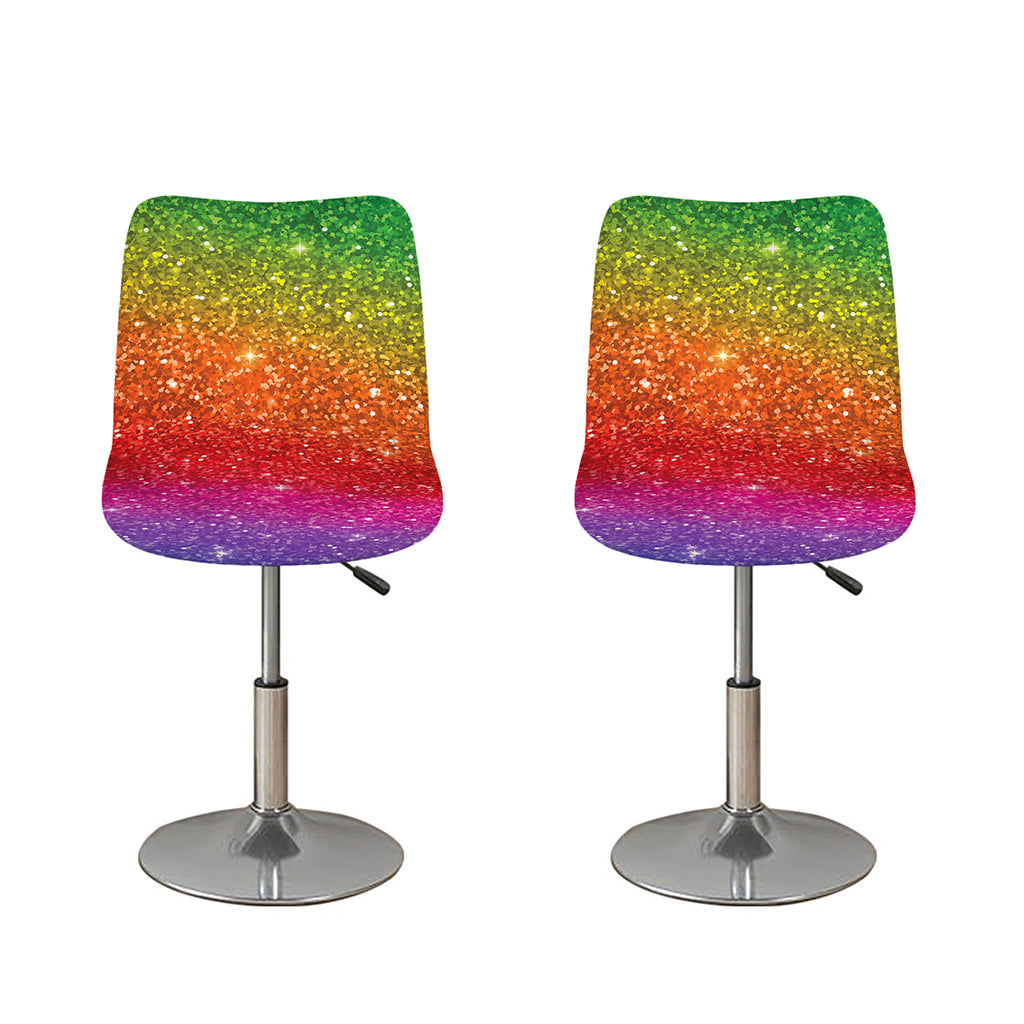 Rainbow (NOT Real) Glitter Artwork Print Bar Stool Covers