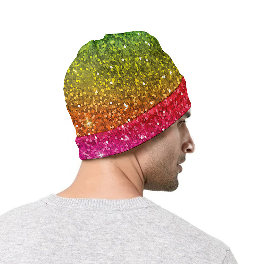 Rainbow (NOT Real) Glitter Artwork Print Beanie