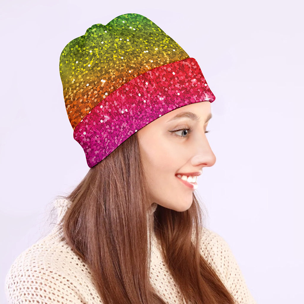Rainbow (NOT Real) Glitter Artwork Print Beanie