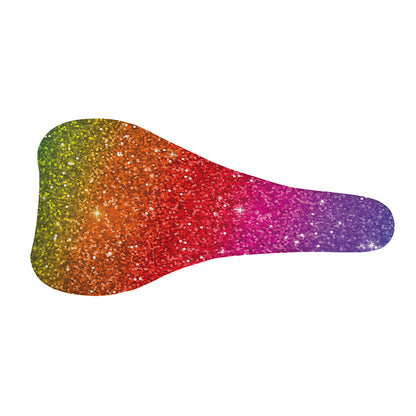 Rainbow (NOT Real) Glitter Artwork Print Bicycle Seat Cover