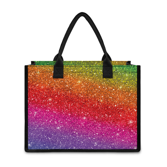 Rainbow (NOT Real) Glitter Artwork Print Canvas Tote Bag