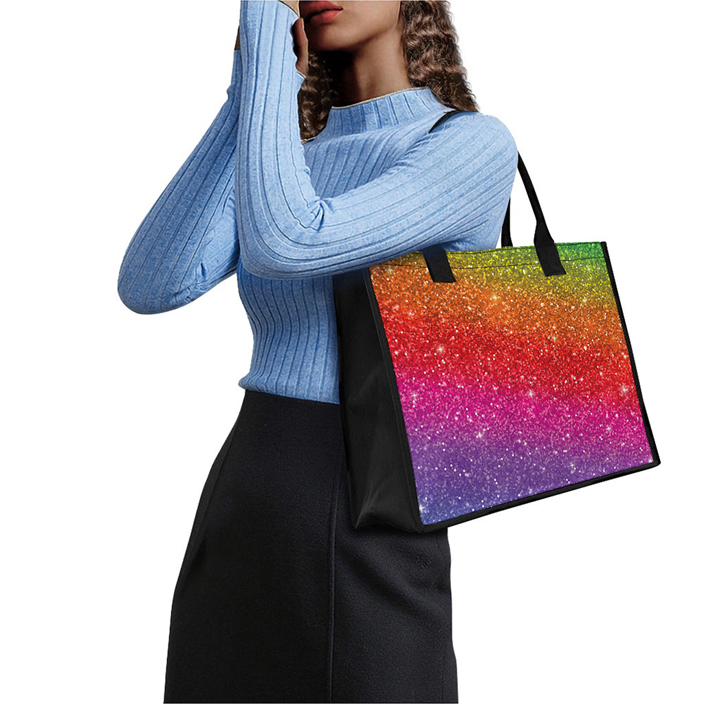 Rainbow (NOT Real) Glitter Artwork Print Canvas Tote Bag