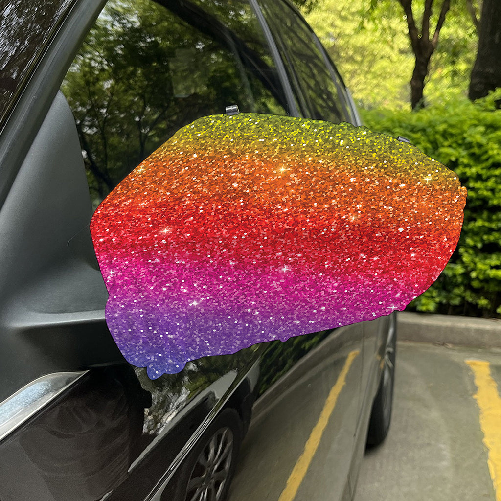 Rainbow (NOT Real) Glitter Artwork Print Car Side Mirror Covers