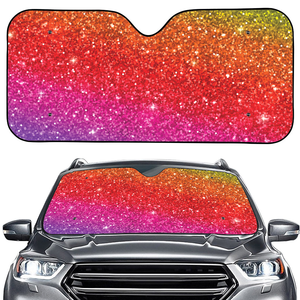 Rainbow (NOT Real) Glitter Artwork Print Car Windshield Sun Shade