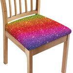 Rainbow (NOT Real) Glitter Artwork Print Chair Cushion Cover